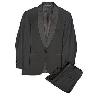 Jack Victor Tuxedo "Bond" Satin Silk Shawl Lapel 2pc Black Wool 40S 34x28